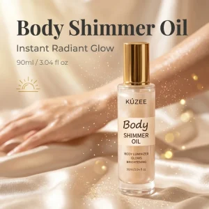 Body Shimmer Oil Custom logo Natural Mineral Herbal Tea Shiny Shimmer Body Oil Glitter Round Serum Shimmer Body Oil with Spf