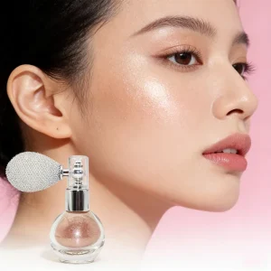 Body Shimmer Oil Highlighter Loose Bronzer Powder No Logo Bottle Glitter Makeup Highlighter Spray Waterproof Spray 65g