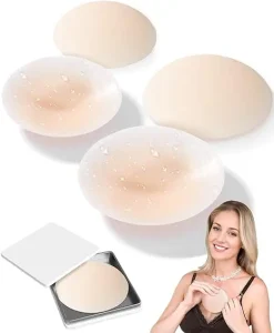 Breast Patch Reusable Adhesive Silicone Breast Patch Bra Women’s Breast Patch With Travel Case Pasties