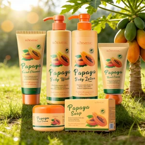 Brightening Moisturizing Soap Hand Cream Body Lotion Face Cream Wash Organic Papaya Facial Skin Care Products Set