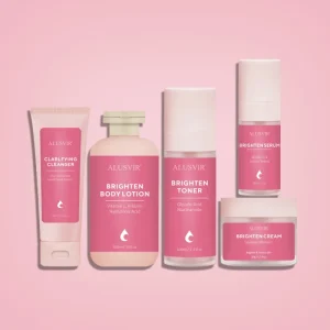 Brightening Skin Care Set Anti Acne Skin Face Toner Serum Facial Cream Body Lotion Skincare Set for Black Women