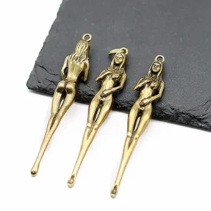 Bronze Ear Pick Beautiful Goddess Ear Spoon Retro Handicraft Keychain Decoration Pendant