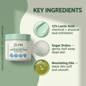 Bumpy Skin Body Scrub 12% Lactic Acid AHA Exfoliating Smoothing KP Strawberry Skin Treatment Sugar Scrub