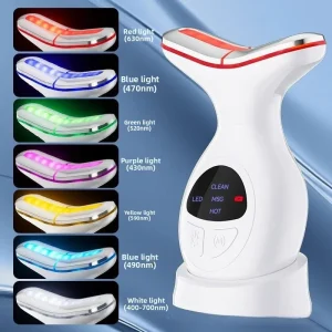 CE Certified 7 Color LED Face Neck Massager with EMS Microcurrent Lifting Tool for Skin Rejuvenation Beauty Device for Home Use