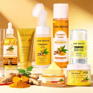 CHIC for Skin Care Set Turmeric Anti Aging Whitening Face Mask Toner Serum & Face Wash Set