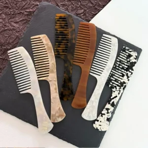 CUSTOM LOGO 5000+ COLOR Cellulose Acetate Large Home Salon Wide Tooth Combs Hairdressing Hair Care Handle Styling Tool Comb