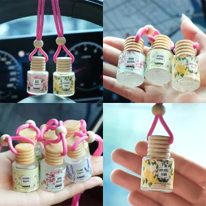 Car Aromatherapy Multi Fragrance Optional Glass Bottle Pendant Essential Oil Car Interior Perfume Floral Mini Travel Size