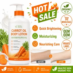 Carrot Oil Body Lotion Quick Brightening Moisturizing Nourishing Care Organic OEM ODM Private Label