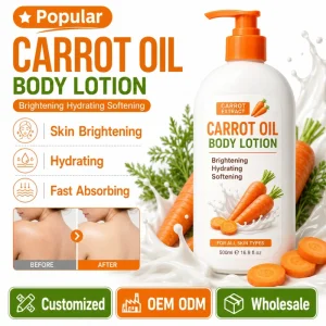 Carrot Oil Body Lotion Skin Brightening Hydrating Softening Care Fast Absorbing Customized OEM ODM