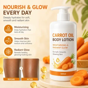 Carrot Oil Moisturizing Black Skin Brightening Bleaching Lotion Body Cream 500ml African Woman Fast Action Glow