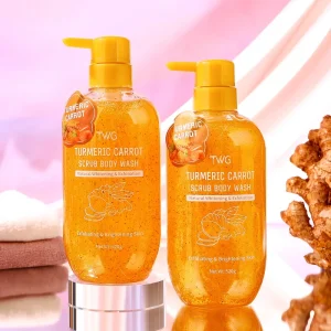 Carrot Turmeric Scrub Body Wash 520g Moisturizing Whitening Body Wash Exfoliating Turmeric Body Wash Shower Gel
