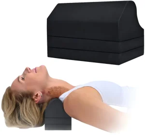 Cervical Traction Orthotic Chiropractic Neck Alignment Posture Corrector Device with Memory Foam Woven U Shape Design Portable
