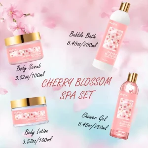 Cherry Extract Shower Gel Set Body Lotion Care Series Body Care Bath Spa Kit Gift Set for Mother’s Day Gift
