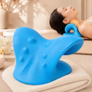 Chiropractic Neck Traction Pillow C Rest Shoulder Tension Release Gravity Acupressure Muscle Reliever Stretcher Massage Device