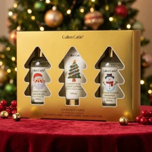 Christmas Bath Gift Set Shower Gel Body Lotion Shampoo Moisturizing Skin Care and Bathing Set