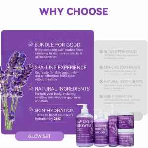 Christmas Gifts Private Label Cleanse the Body Care for the Skin Moisturize Exfoliate Gently Lavender Body Care Set
