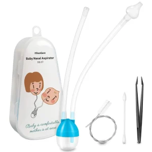 Classic Blue Kid Manual Baby Nose Cleaner Nasal Aspirator Silica Gel Suction Head for Newborns Toddlers Kids Booger