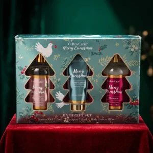 Classic Merry Christmas Bath Gift Set Shower Gel Body Lotion Shampoo Skin Care Gift Set