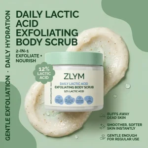 Clean Beauty Body Scrub Lactic Acid AHA Exfoliating Hydrating Smoothing Vegan Sensitive Skin Daily Sugar Scrub