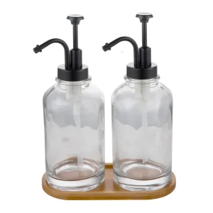 Clear Shampoo Hair Conditioner Lotions Press Dispenser Glass Bottle for Hand Soap Shampoo Lotion Bottle With Metal Lotion Pump