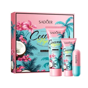 Coconut Fragrance Luxury Care Gift Set Moisturizing Body Lotion Hand Cream Lip Balm