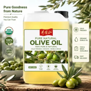 Cold Pressed Organic Natural Olive Carrier Oil for Massage Skincare Hair Care Edible Use and Cosmetic Raw Material Blending