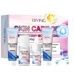 Collagen and Retinol Whitening Night and Day Face Body Cream Cleanser Serum Toner for Travel Gift Skin Care Set