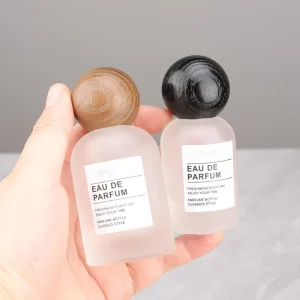 Custom 50ml Round Shape Empty Frosted Glass Perfume Bottle with Crimp Mist Spray