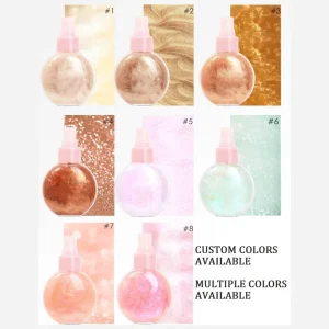 Custom Body Shimmer Oil Vegan Perfumed Body Glitter Makeup Glowing Skin Shimmering Flash Shimmer Body Oil Bulk Body Shimmer Oil
