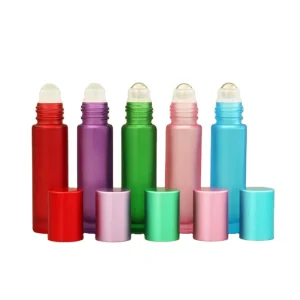 Custom Color 3ml 5ml 10ml 12ml 20*85mm Empty Essential Oil Perfume Cosmetic Glass Roll On Bottle with Roller Ball