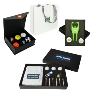 Custom Golf Gift Set Kit with Box Accessory Towel Flag Ball Tees Marker and Divot Tool Personalized logo