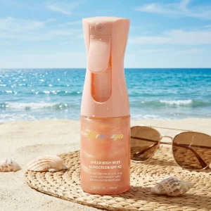 Custom Herbal & Mineral Rose Gold Shimmer Sunscreen Mist SPF42 PA+++ Hydrating Brightening Body Glow Oil Long Lasting