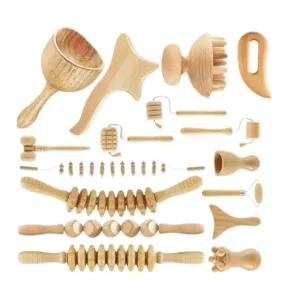Custom Logo 16pcs Wood Therapy Massage Tools Lymphatic Drainage Massager Wooden Massage Body Sculpting Tools Maderoterapia Kit