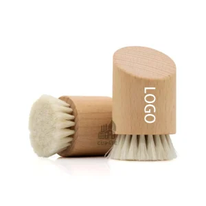 Custom Logo Goat Hair Bath Brush Natural Wooden Soft Bristle Oval Exfoliating Brush for Baby and Adult Skin Care