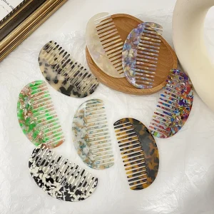 Custom Logo Handmade Anti Static Wide Tooth Round Comb Acetic Acid Hair Combs for Women Home & Salon Use