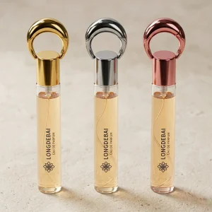 Custom Logo Keychain Perfume Bottle Empty 10ml 15ml 20ml Round Glass Perfume Bottle Fancy Crimp Perfume Bottle with Zamac Cap