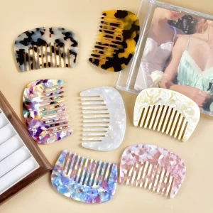 Custom Logo Korean Style Retro Anti Static Acetate Hair Comb Portable Mini French Hair Combs for Women