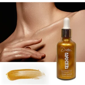 Custom Logo Liquid Highlighter Glitter Gel Gold Shiny Moisturizing Body Luminizer Shimmer Oil for Face and Body