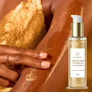 Custom Logo Luxury Body Highlighter Shimmer Oil with Squalane Vitamin E Sweet Almond Oil for Long Lasting Illumination for Women