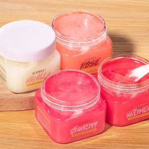 Custom Logo Private Label Natural Vegan Foaming Strawberry Brightening Coconut Vanilla Whitening Sugar Exfoliating Body Scrub