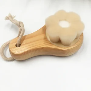 Custom Logo Soft Fiber Wooden Handle Face Cleansing Brush Skin Care Tool Removing Blackheads Cleaning Makeup Tools