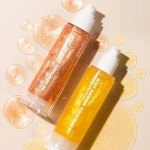 Custom Logo Vegan Sunscreen SPF 30 Shimmer Body Oil Hydrated Glow Moisturizing Waterproof Private Label Body Glowing Oil