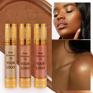 Custom Logo Vegan Waterproof Luxury Glitter Liquid Body Face Highlighter Oil Long Lasting Body Shimmer Oil