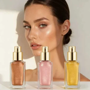 Custom Makeup Customize Body Oil Bronzer Glitter Private Label Body Glow Shimmer Liquid Spray Highlighter