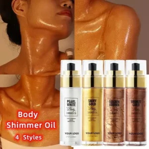 Custom Makeup Logo Custom Body Shining Oil Moisturizing Facial Body Refining High Gloss Oil Liquid Body Face Highlighter