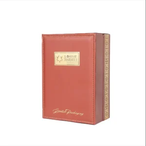 Custom Orange PU Leather Flap Perfume Packaging Boxes Corrugated Cosmetic Box Foil with Custom Logo Gifts Crafts