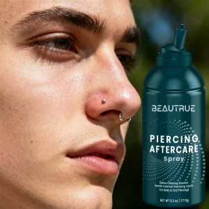 Custom Piercing Aftercare Sterile Saline Mist Spray Ear Nose Cartilage Navel Tattoo Recovery Gentle Antibacterial Skin Cleanser