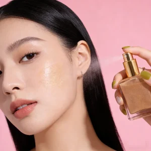 Custom Shimmering Body Oil Bronzer Illuminator Glitter Liquid Highlighter Spray