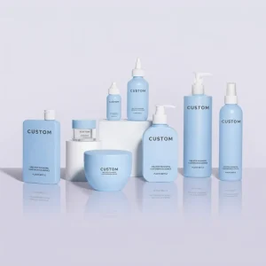 Custom Skincare Bottle Set Hair Conditioner Square Shampoo Bottles Plastic Cosmetic Face Body Wash Bottle with Lotion Pump