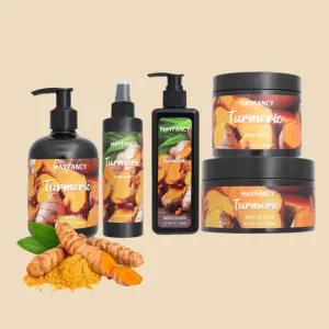 Custom Turmeric Body Care Set Anti Inflammatory Brightening Lotion and Bath Natural Glow Skin Care Kit for Even Skin Tone 5Piece